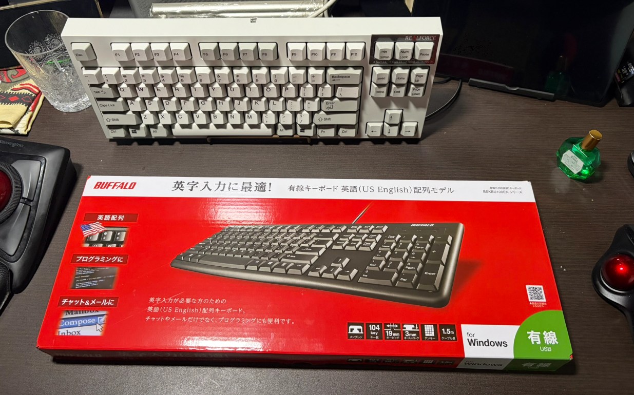 メンブレン最安おすすめキーボード、BUFFALOの英語配列